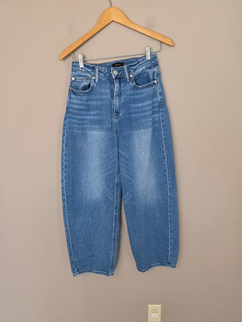 Quince Bella Stretch Barrel Jeans in Atlantic Blue Size 26 - Picture 10 of 11